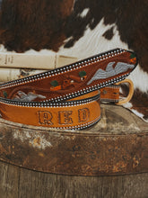 Load image into Gallery viewer, Red Tooled Belt