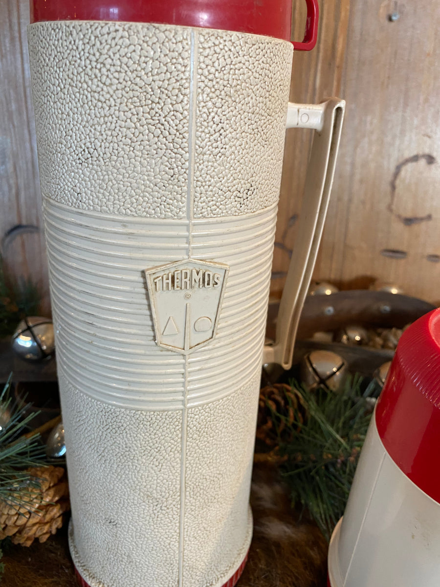 Red and White Vintage Thermos