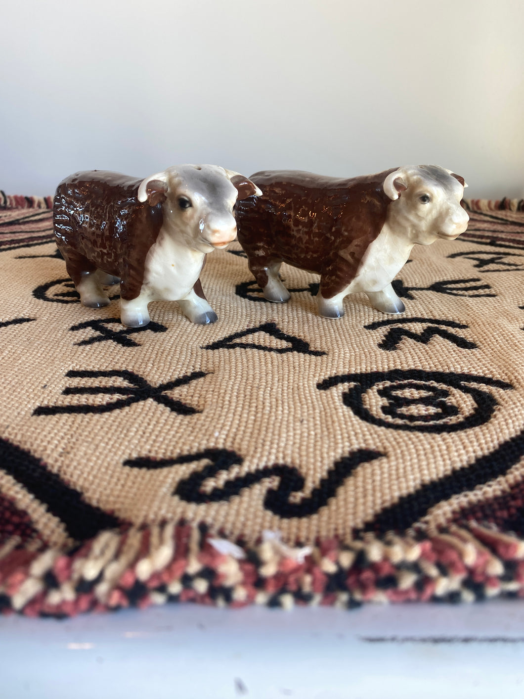 Horned Hereford Bull Salt and Pepper Shakers