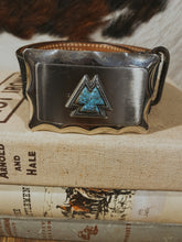 Load image into Gallery viewer, Turquoise Arrowhead Buckle with Black Belt
