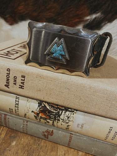 Turquoise Arrowhead Buckle with Black Belt