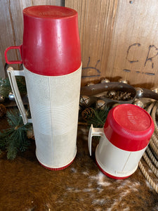 Red and White Thermos Set