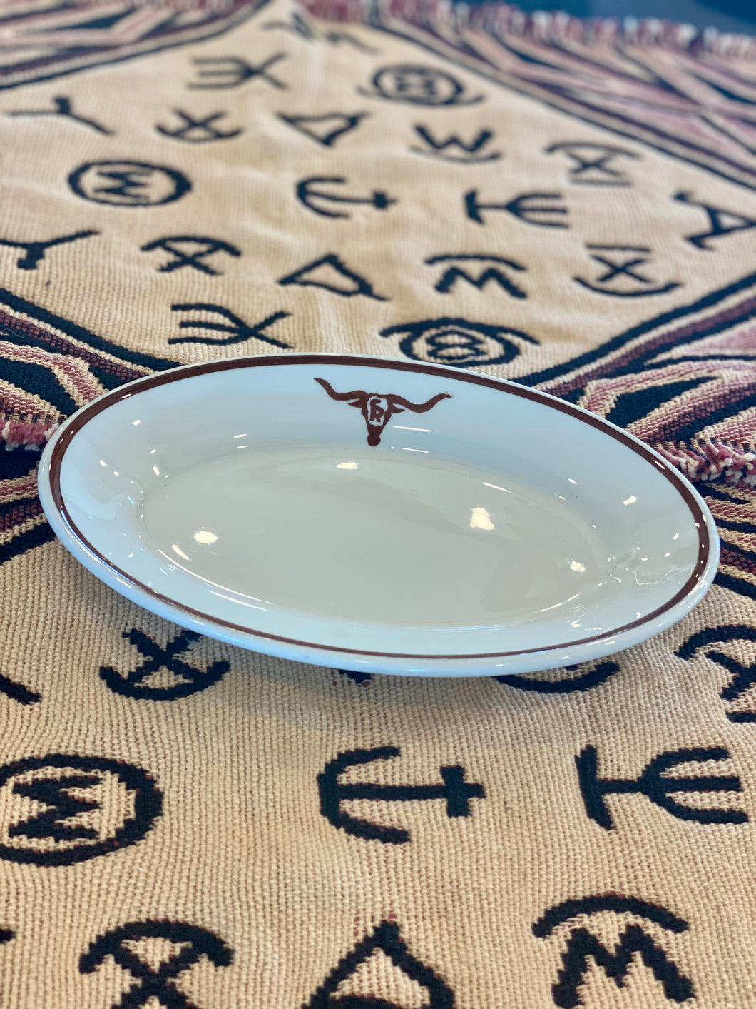 CR Ranch Brand Longhorn Oval Serving Plate