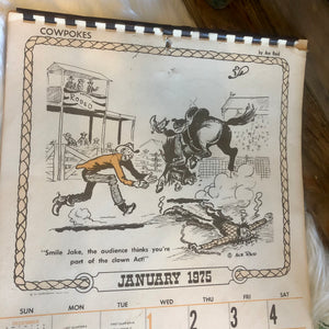 Cowpokes 1975 Barnes RCA Rodeo and Chianina Cattle Calendar