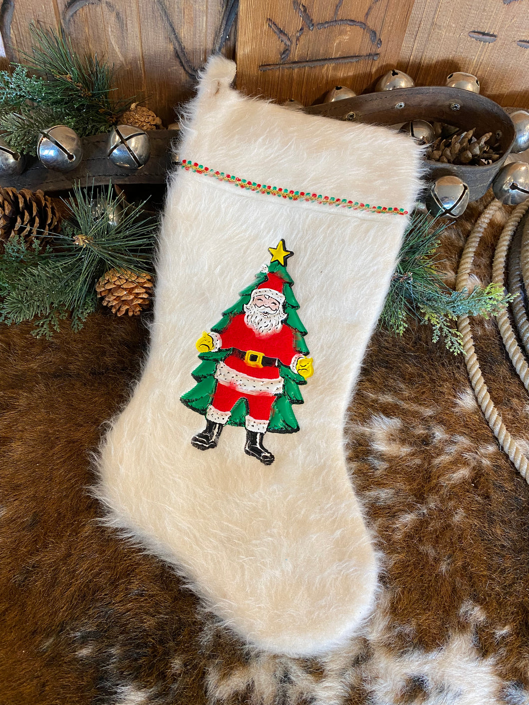 Faux Fur Vintage Santa Stocking