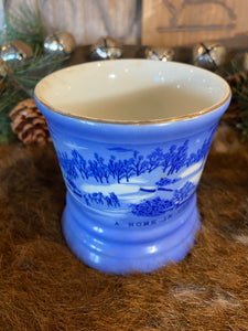 A Farmers Home and A Home in the Wilderness Currier and Ives Blue Mugs