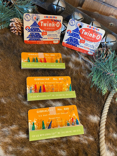 NOMA Twink-O labels and Gibralater Christmas bulbs